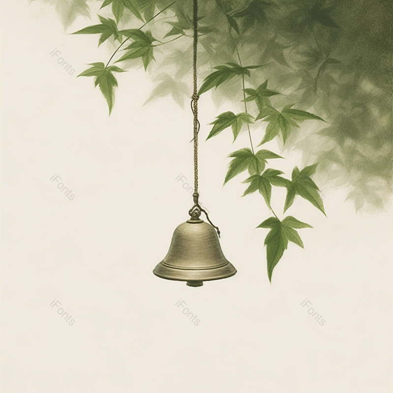 简约风绿色枫叶吊坠铃铛插画,插画/手绘图,插画/手绘图库,插画/手绘图下载,插画/手绘
